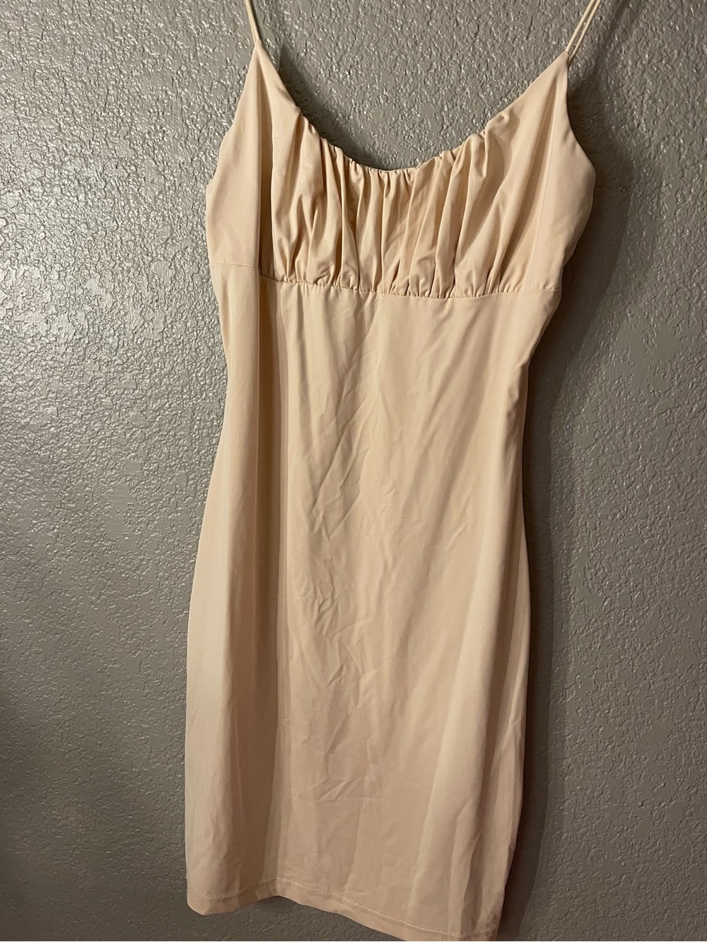 Better Be Cream Ruched-Front Spaghetti Strap Mini Dress